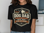 T-shirt with "Dog Dad Real Men Pick Up Poop" text and dog graphic.