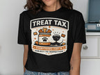 T-shirt with "Treat Tax Everything I Eat Is Subject to Inspection" and dog illustration.